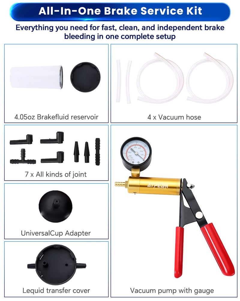 ATP 2 in 1 Brake Fluid Bleeder Oil Change Hand Held Vacuum Pump Tester Kit - Image 3